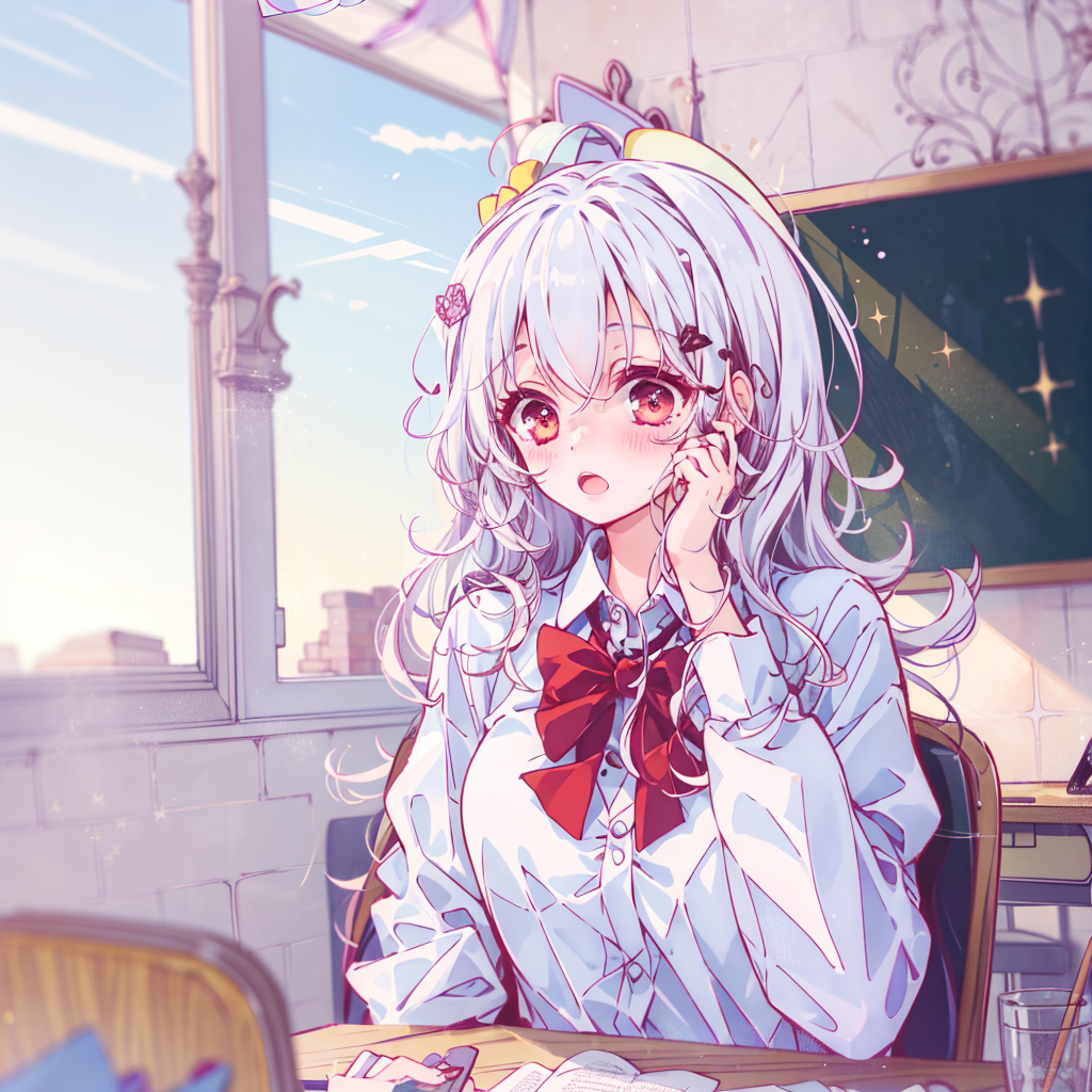 12688-1057810204-1girl, white hair, school uniform, , upper body, in the classroom, chalkboard, school desk, window, chair,.png